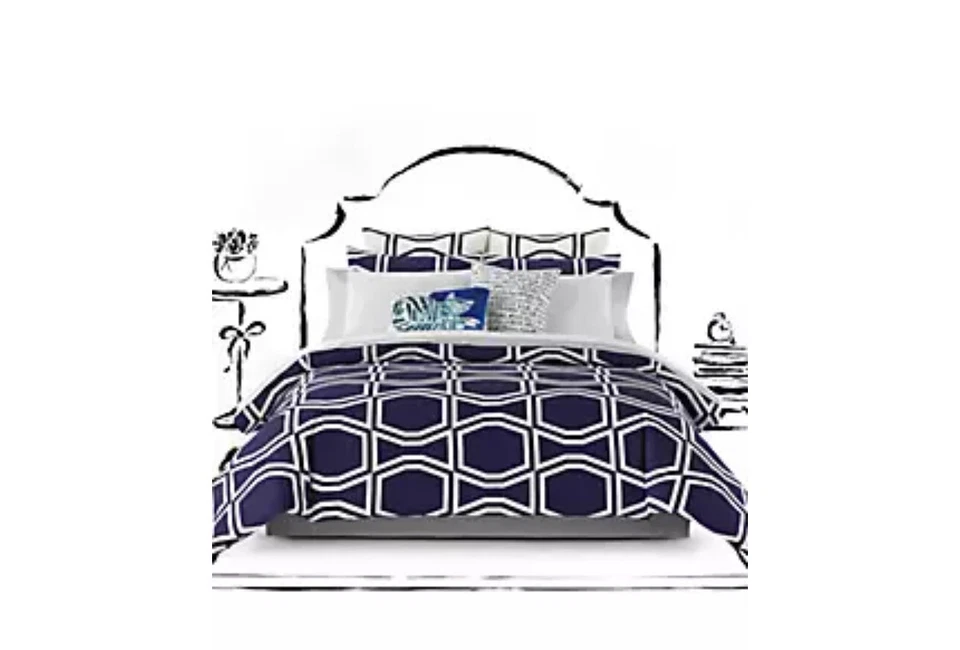 GORGEOUS KATE SPADE EURO SHAM BOW TILE NAVY WHITE  BNIP  NICE 26” X 26” - Imagem 3 de 4