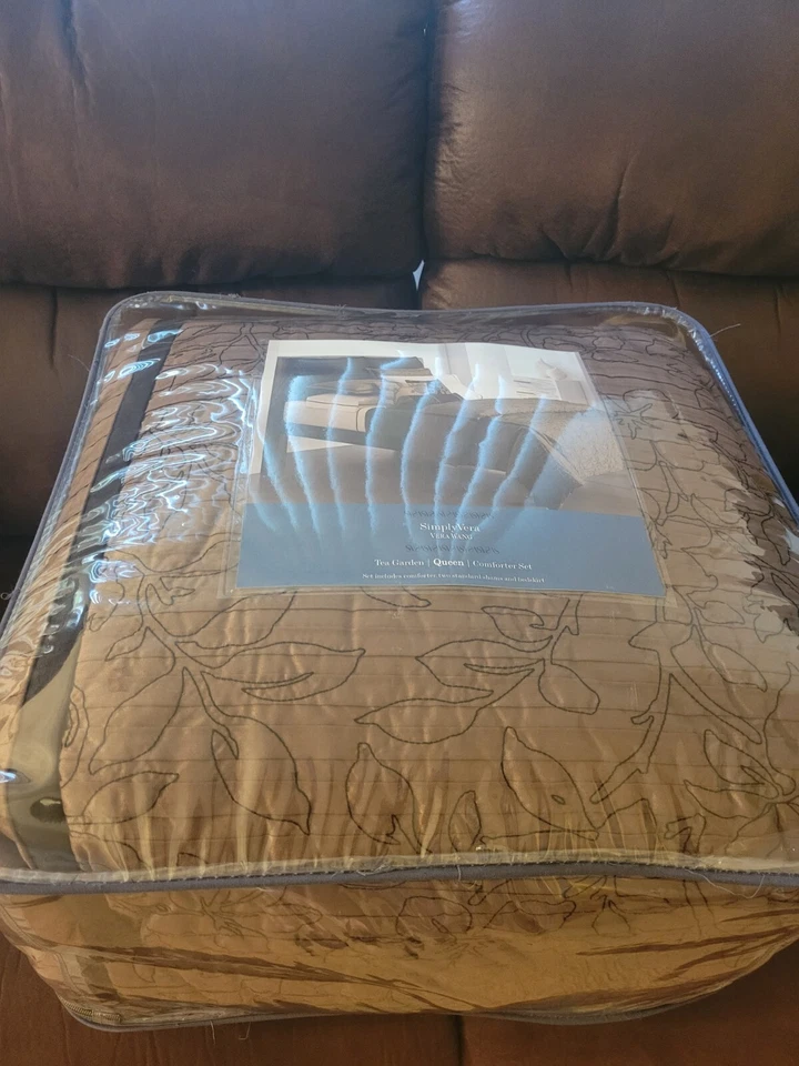 Juego de edredón y almohadas Vera Wang Tea Garden Queen descontinuado/muy raro - Nuevo Foto 4 de 4