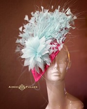 Kentucky Derby Oaks Fascinator Hot Pink Aqua Mint Seafoam Blue Royal Ascot Hat
