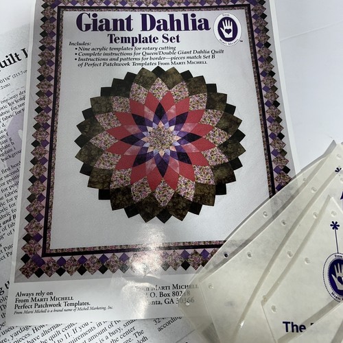 Giant Dahlia Quilt template set, Queen/Double Instructions Acrylic patterns USA