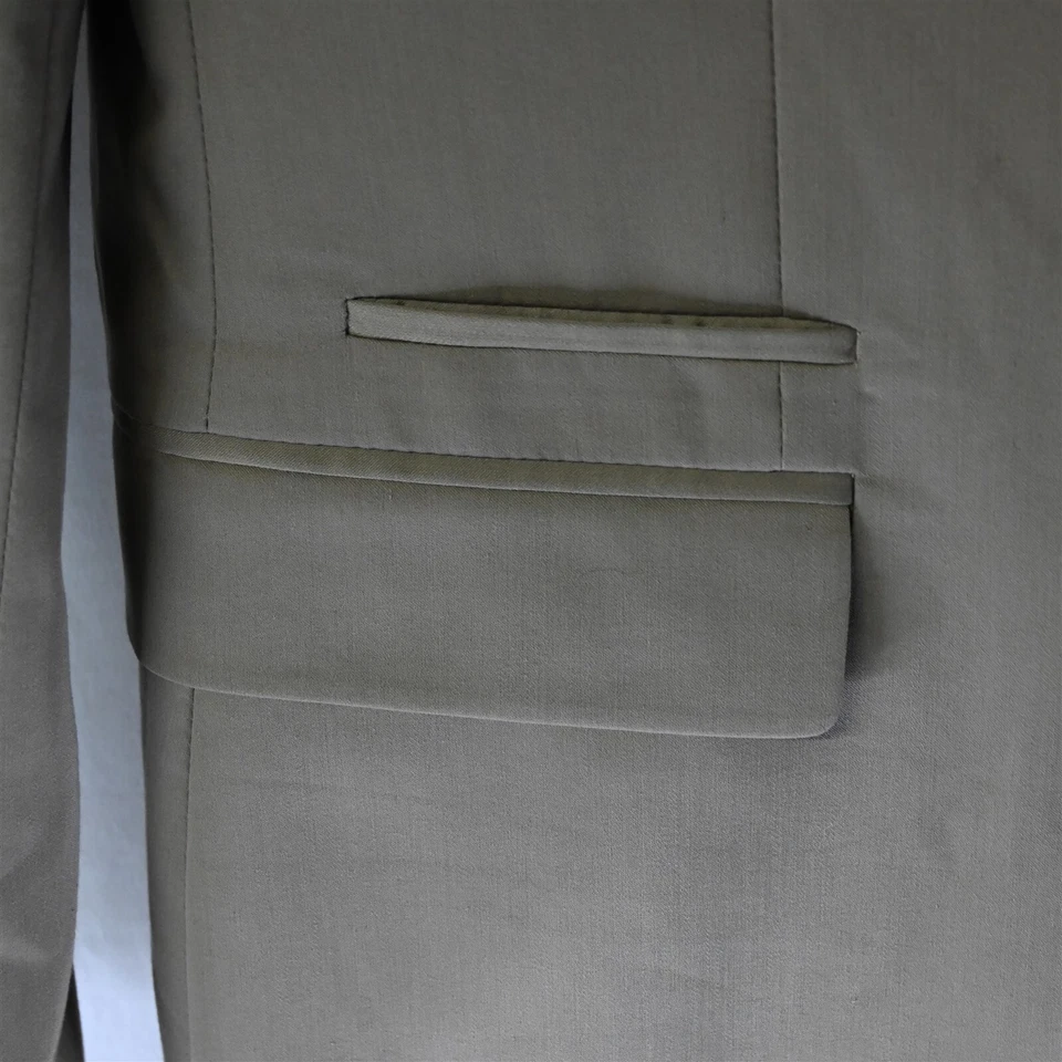 Express 42L Khaki Photographer Fitted 2Btn Blazer Suit Jacket Sport Coat - Image 3 of 4