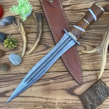 20" HAND FORGED Roman Gladius Damascus Steel Battle Ready Short Sword  W/Sheath
