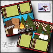 S'MORES 2 camping 2 premade pages paper 12X12 layout PRINTED BY CHERRY 0266