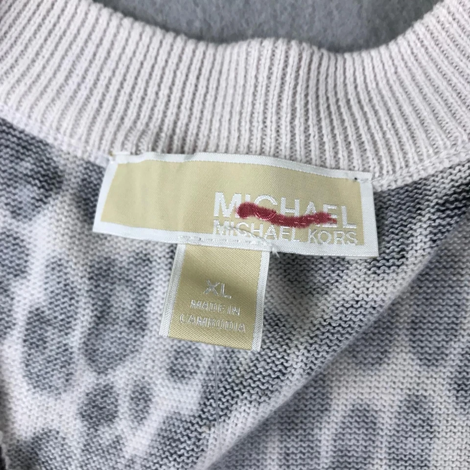 Camisa Michael Kors Mujer XL Marrón Estampado Animal Cuello en V Ligera Top Nueva con Etiquetas Foto 2 de 4