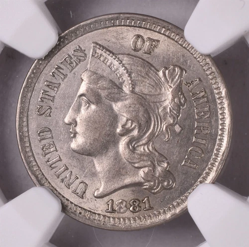 1881 Three Cent Nickel - NGC AU58 