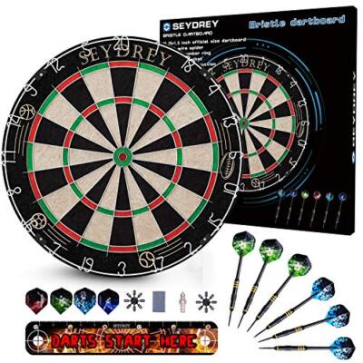 Dartboard Set - Steel Dart Board mit 6 x 20g Steel Tip Darts & 18 Flights