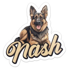 German Shepherd Dog Nash Name Vinyl Decal Waterproof Car Bumper Sticker