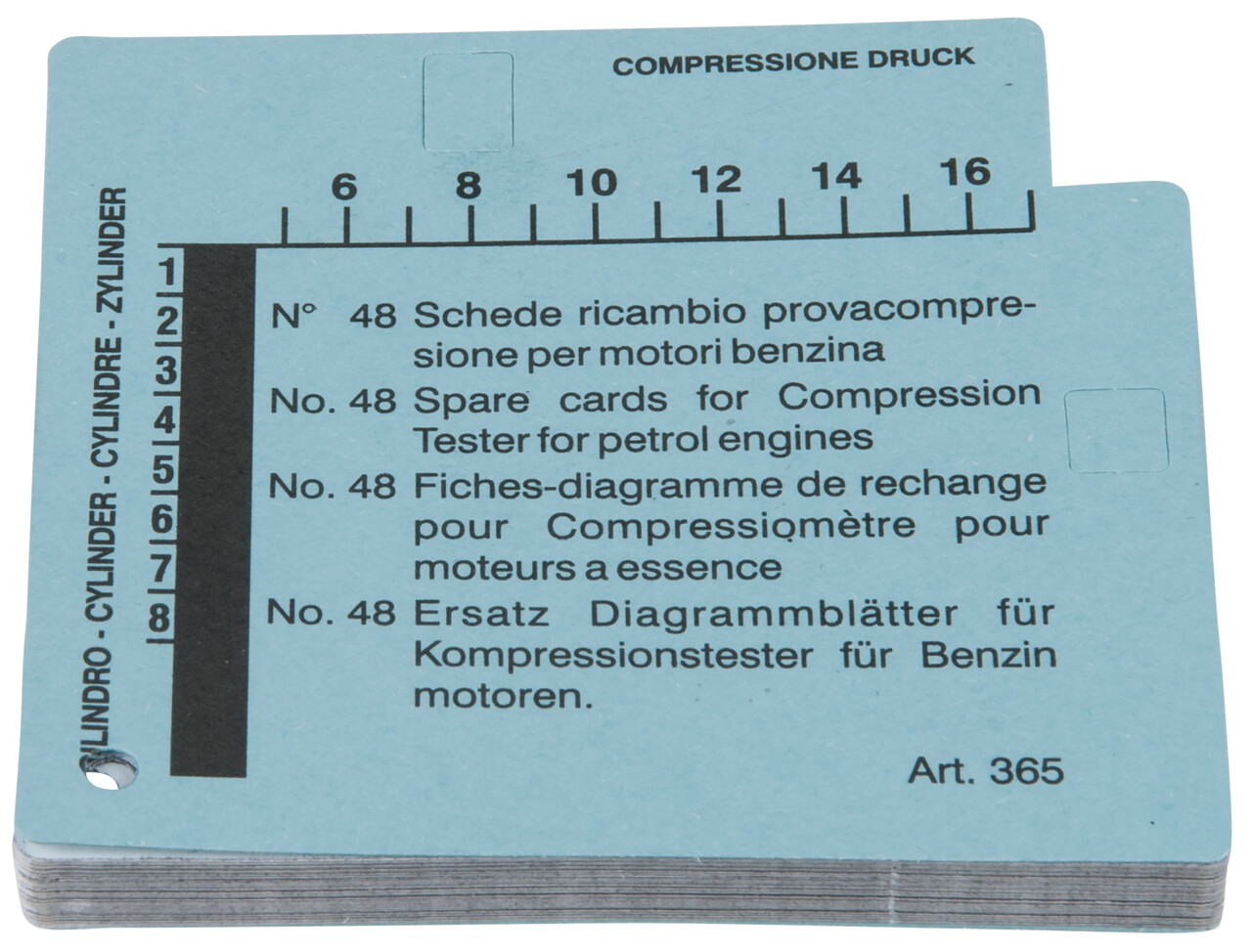 KS TOOLS Kompressions-Druckprüfgerät-Diagrammkarten-Satz für Benzinmotoren (VPE: