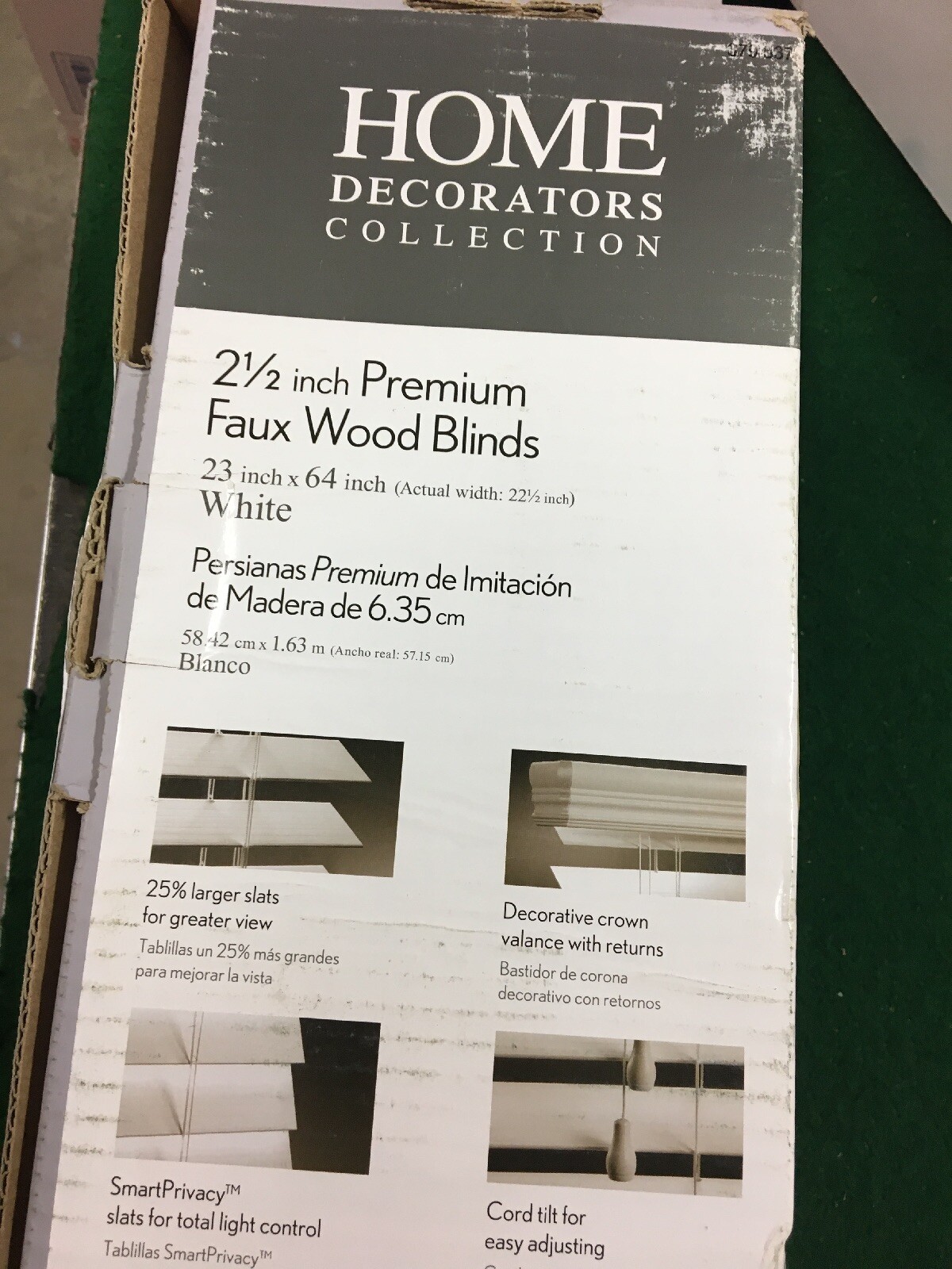 Home Decorators 2 1 2 Premium Faux Wood Blind 23 64 White For