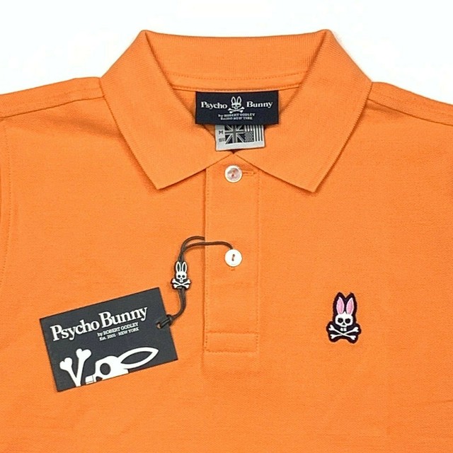 Psycho Bunny Boys Classic Polo Shirt Size Medium 10-12 Orange Cantaloupe | eBay