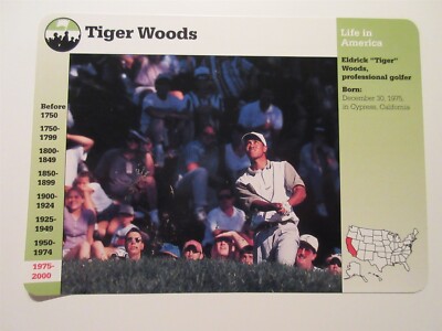 1997 Grolier Life in America #E15 Tiger Woods Rookie Rare RC TW Turns Pro 1996