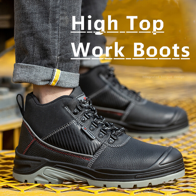 Men's Waterproof steel toe Leather Work Boots Non-slip Safety ...