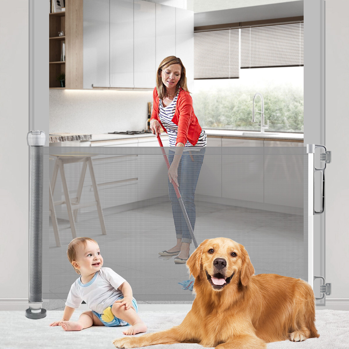 Retractable Gate Super Wide Pet Gate 90 Inch Extra Wide