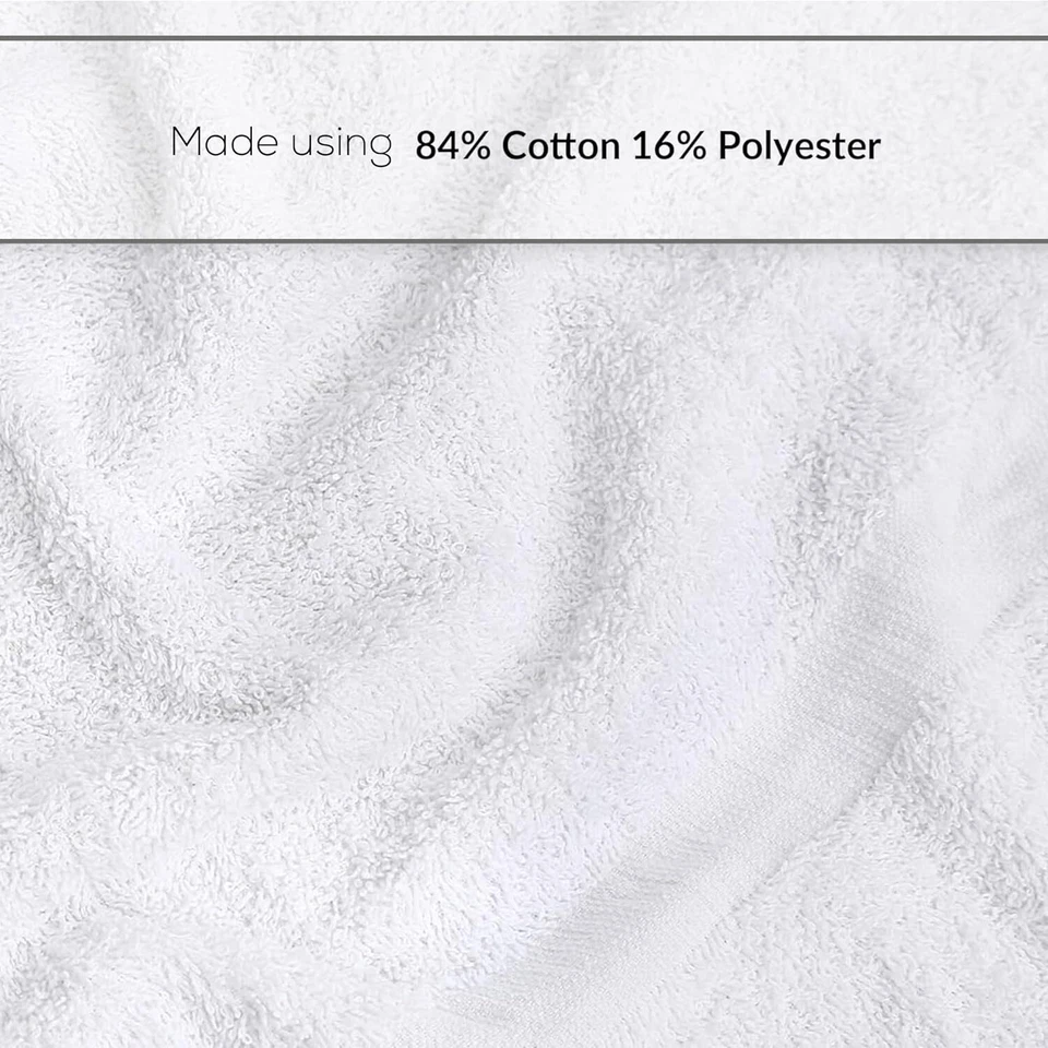 Cotton Bath Towel Set White  24x48 Highly Absorbent Home Spa Hotel Saloon Gym - Image 4 of 4