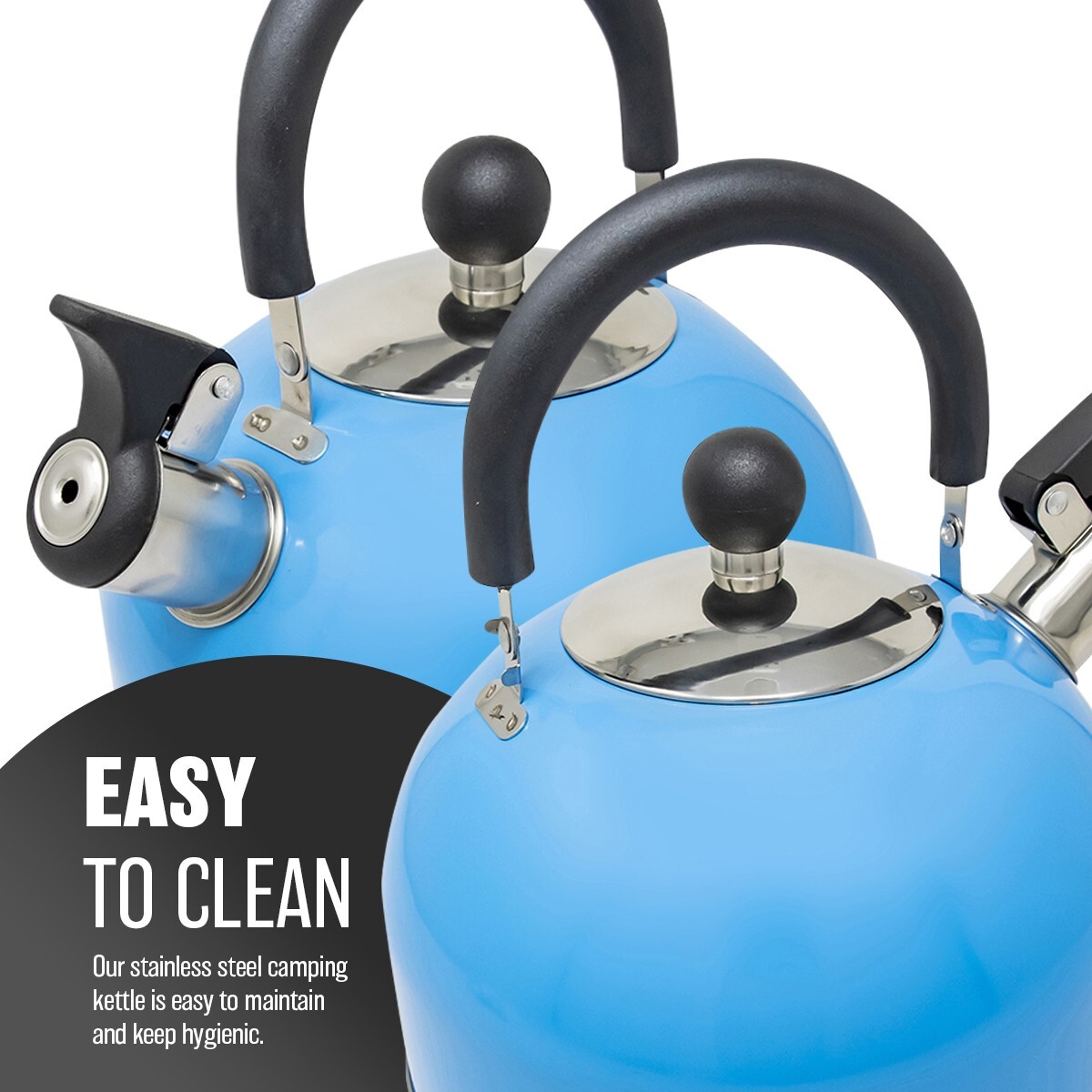 NEW BLUE STAIINLESS STEEL LIGHTWEIGHT WHISTLING KETTLE