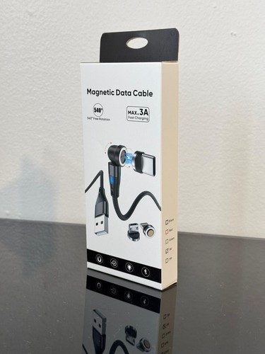 540° 3-in-1 Magnetic USB Charging Cable 3A Fast Charger Type-C Micro USB Tips - Photo 14 sur 25
