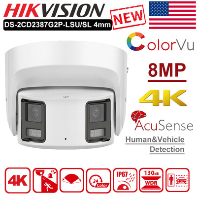 Hikvision Panoramic 4K 8MP 180° Dual Lens ColorVu IP Camera DS-2CD2387G2P-LSU/SL
