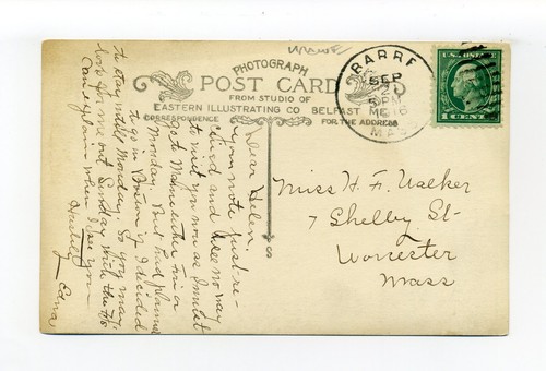 Foto postal Barre MA 1916 RPPC, Broad Street, camino de tierra, pequeño caballo y buggy - Imagen 2 de 3