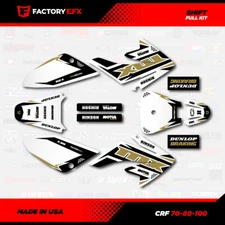 White & Gold Shift Racing Graphics kit Fits 04-10 Honda Crf100 CRF 100 Decal