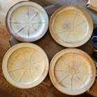 Frankoma Wagon Wheel Dinner Plates 10 inch Diameter Set of 4 - One with chip