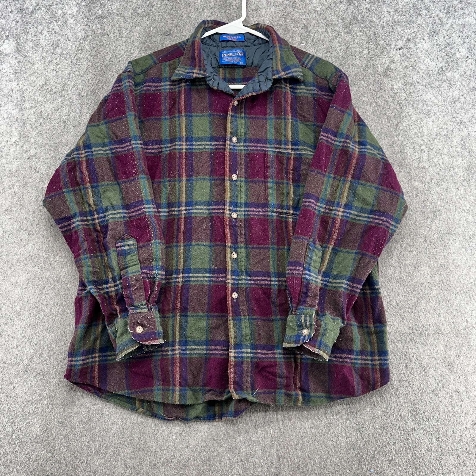 VTG Pendleton Shirt Mens XL Red Green Plaid Virgin Wool Long Sleeve USA 90s