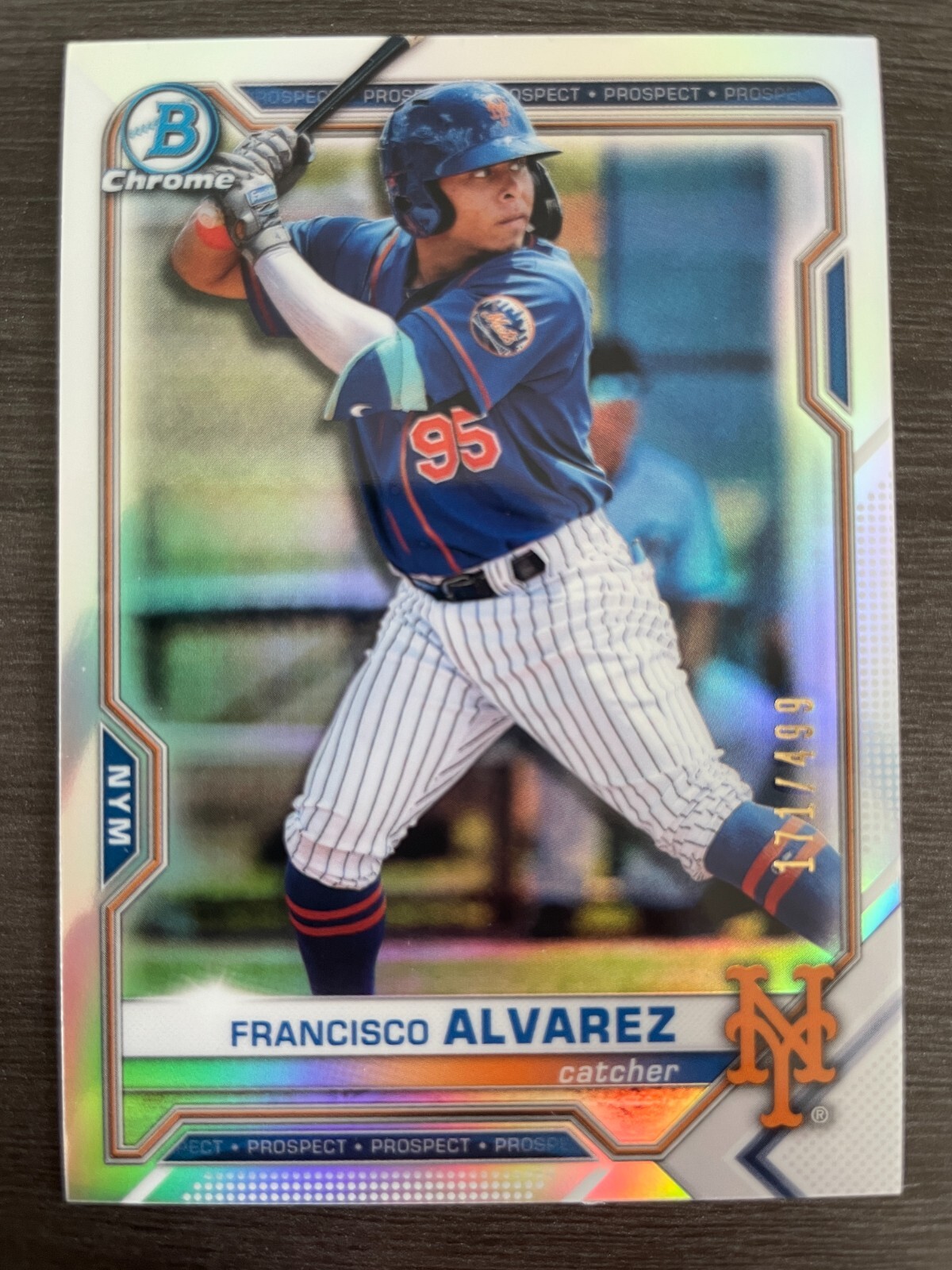 2021 Bowman Chrome Francisco Alvarez BCP209 New York Mets Refractor /499