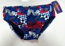 SPEEDO ' OVERDRIVE PRINTED ONE BRIEF ' TRUE COBALT ' WITH DRAWCORD AT WAIST '