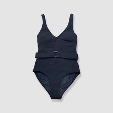 Jets Women's Black Ribbed Belted One Piece Swimsuit Size 6