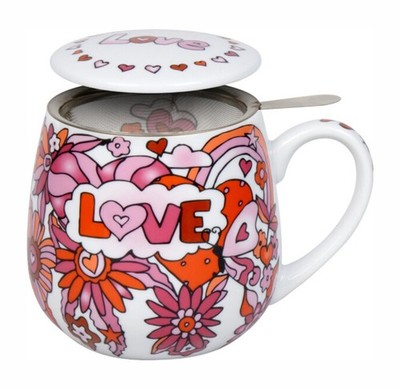 Könitz Tasse Power of Love Teetasse mit Sieb und Deckel 0,35 L Porzellan