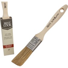 Best Look 1 In. Flat White Natural China Bristle Paint Brush 787367 Pack of 12