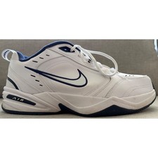 Nike Air Monarch IV White Navy Blue 4E Wide Training Shoes 416355-102 Mens 9.5