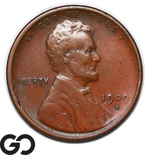 1909-S VDB Lincoln Cent Wheat Penny, Highly Demanded RARE Key Date, XF-1200