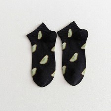 Avocado Patterned Short Ankle Socks Adult Medium - Black / Adult Medium / Unis