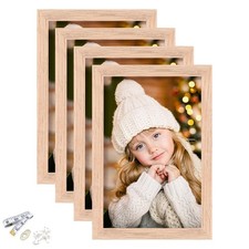 4x6 Picture Frame, OAK Wood Photo Frame with Perspex Glass for Vertical or Ho...