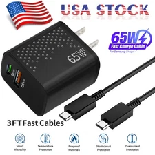 65W Super PD Power Adapter Duo Wall Charger+Cable For Samsung S23/S22/S21/S20