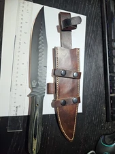 CFK IPAK D2 Custom Micarta MASSIVE  Hunting Camping Knife Leather Sheath