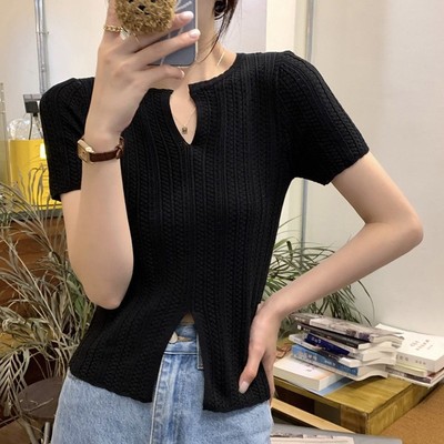 Simple Daily Solid Color Gentle Fashion Short-Sleeved Shirt Breathable Korean