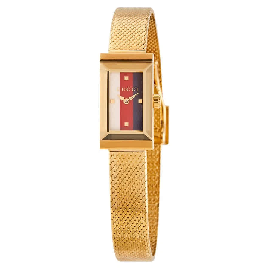 Montre femme Gucci cadre G quartz cadran blanc, rouge et marine YA147511