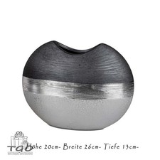Formano Vase Schale Teelichthalter Luxor-Silber aus Keramik silber-grau NEW 2024