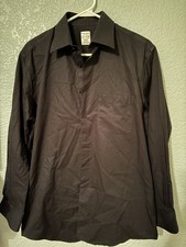 Pronto Uomo Dress Shirt Black Long Sleeve Button Up Collar Mens 15 32/33