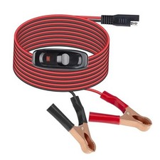 7.8FT SAE 16AWG Wire Harness with On/Off Switch, 12V Auto Alligator Clips Gold