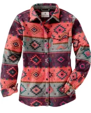 Legendary Whitetails Women's Trail Guide Fleece Button Down- large- Coral Print