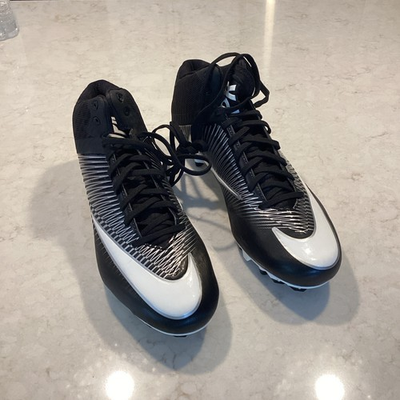 #ad Nike Vapor Speed Football Cleats Model #847089 011 Size 13 Black White Gray $25.29