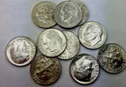 lot of 10 1964 silver dimes