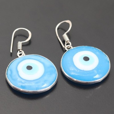 Evil Eye Edelstein 925 Sterling Silber Handarbeit Ohrring Schmuck Geschenk für die Liebe