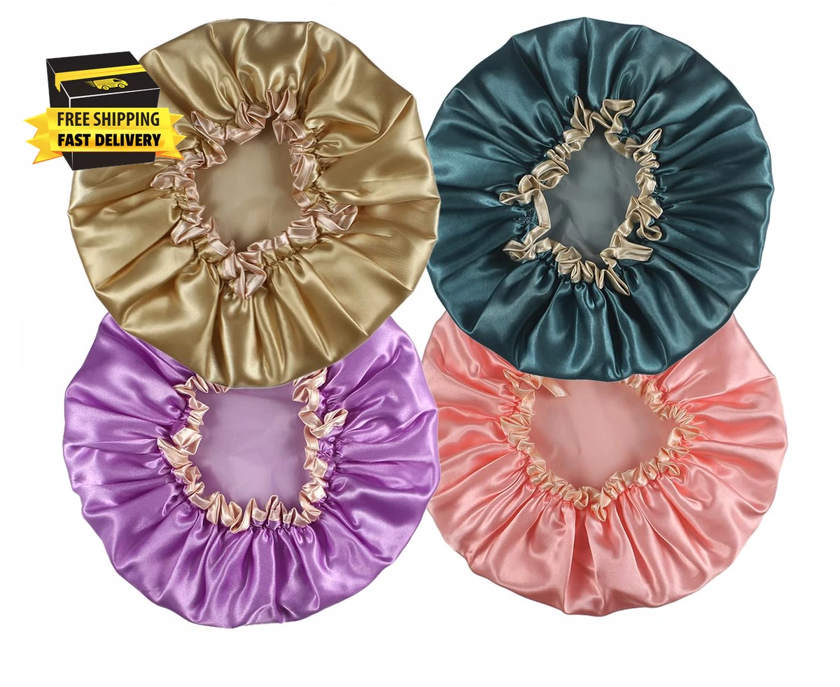 4er Pack bunte EVA Duschkappen, doppellagig wasserdicht, wiederverwendbar & langlebig