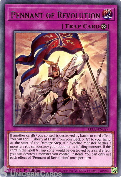 LED8-EN027 Pennant of Revolution Rare 1st Edition Mint YuGiOh Card