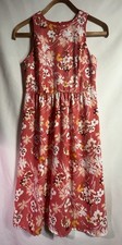 LOFT Outlet Dress Womens 0 Coral Red Floral Sleeveless Midi Fit Flare 