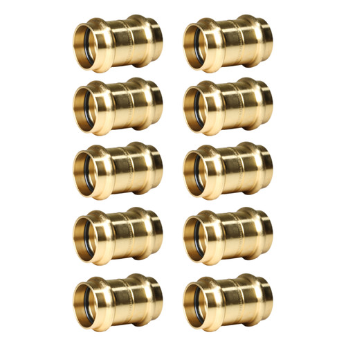10 Pack XFITTING 1" Press Coupling, Lead Free Brass, ProPress