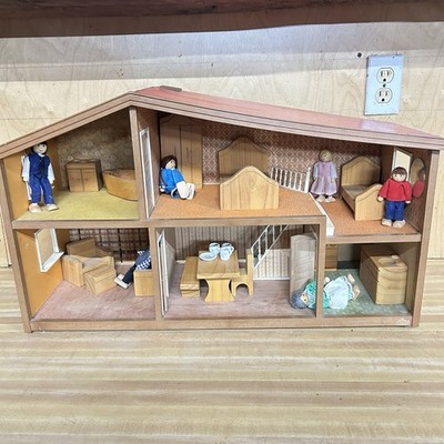 Vintage Lundby Stockholm Dollhouse 1970s Wood Prewired Set